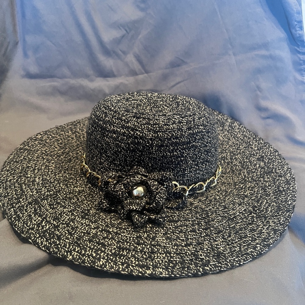 Elegant Black Women's Sun Hat with Floral Accent